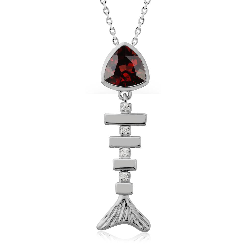Motion Fishbone Garnet Pendant Necklace - LUO Jewelry #metal_platinum