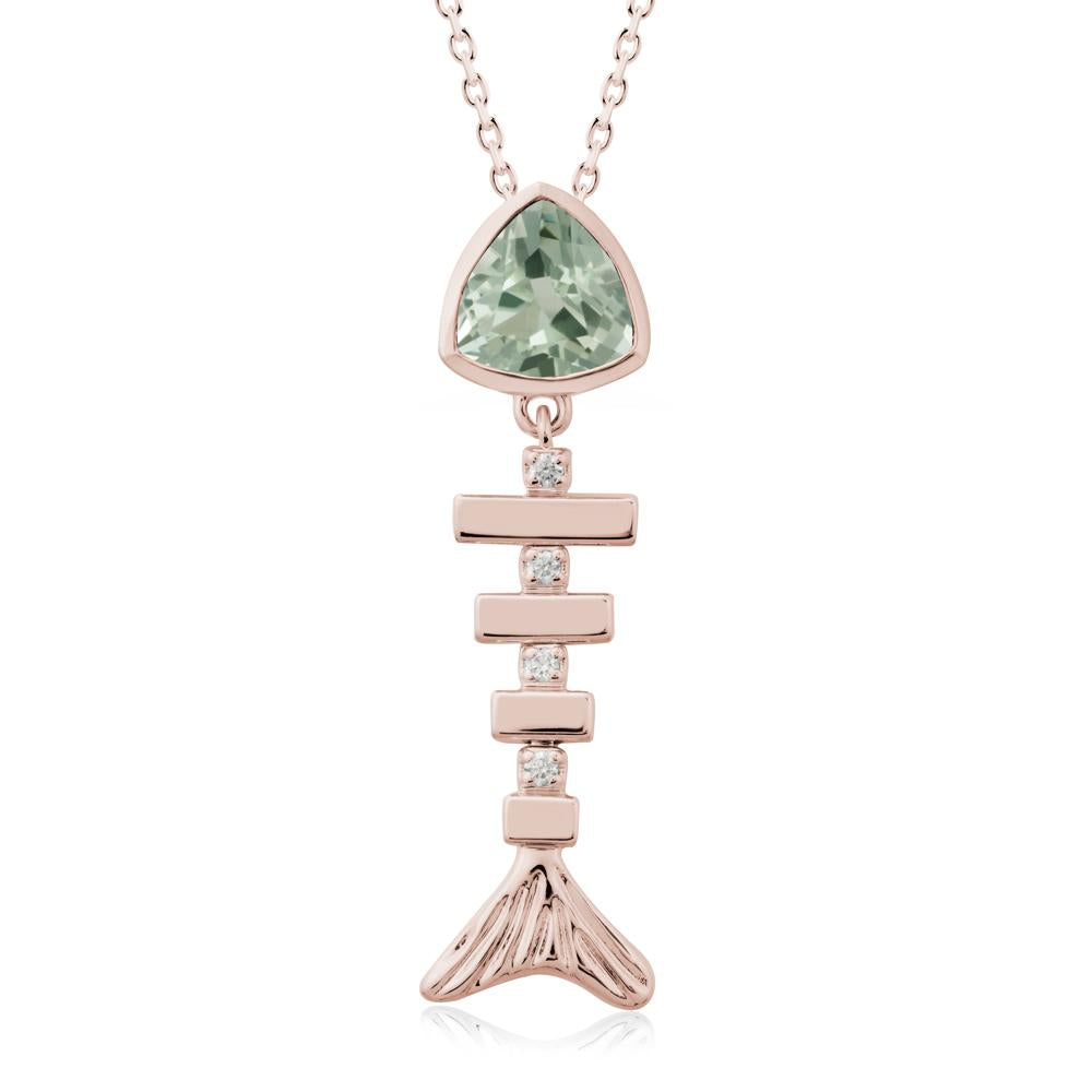 Movable Fishbone Green Amethyst Necklace - LUO Jewelry #metal_14k rose gold