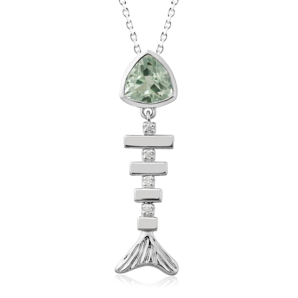 Movable Fishbone Green Amethyst Necklace - LUO Jewelry #metal_18k white gold