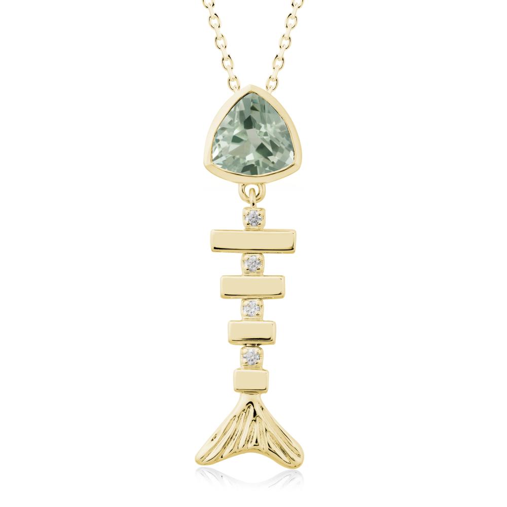Movable Fishbone Green Amethyst Necklace - LUO Jewelry #metal_18k yellow gold