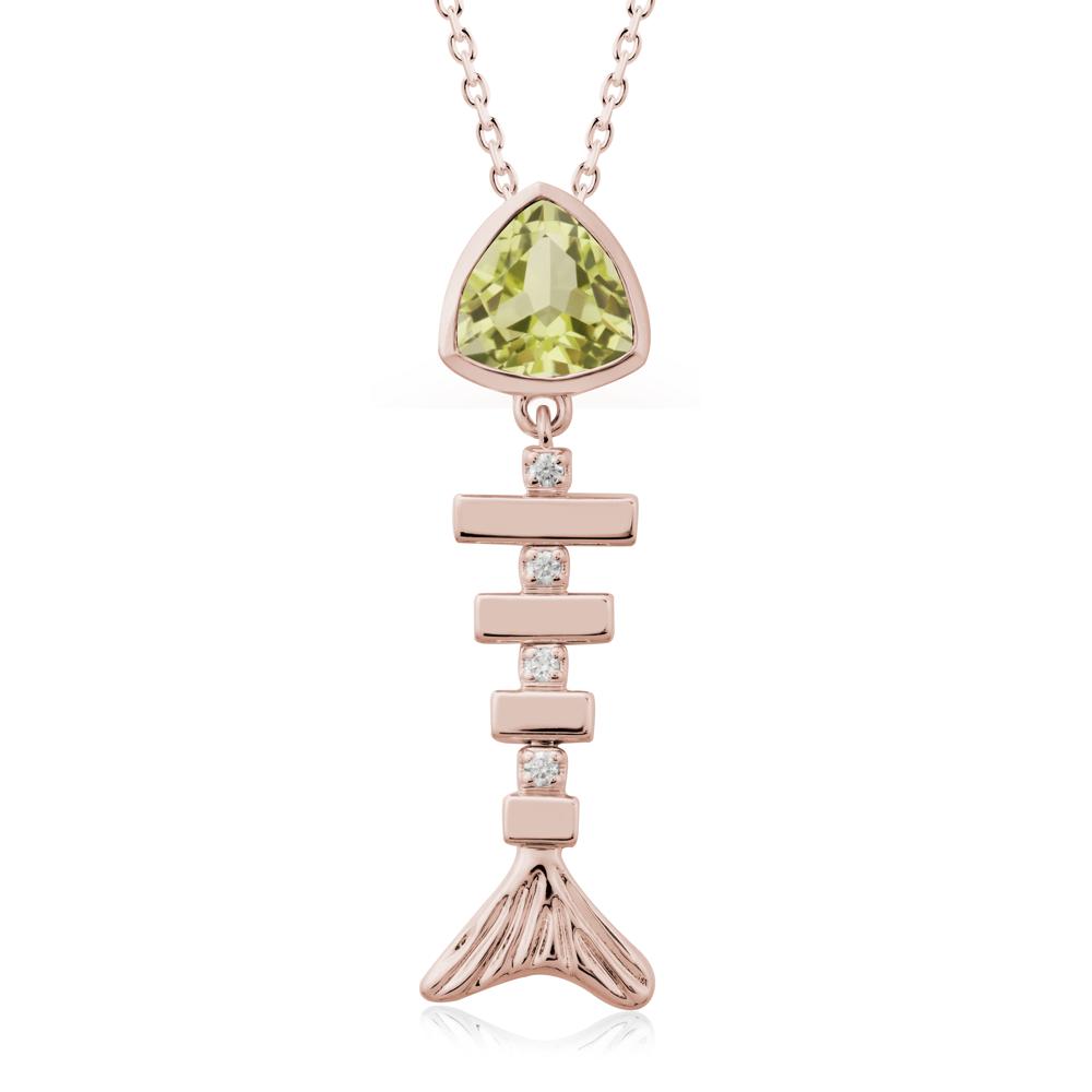 Motion Fishbone Lemon Quartz Pendant Necklace - LUO Jewelry #metal_14k rose gold
