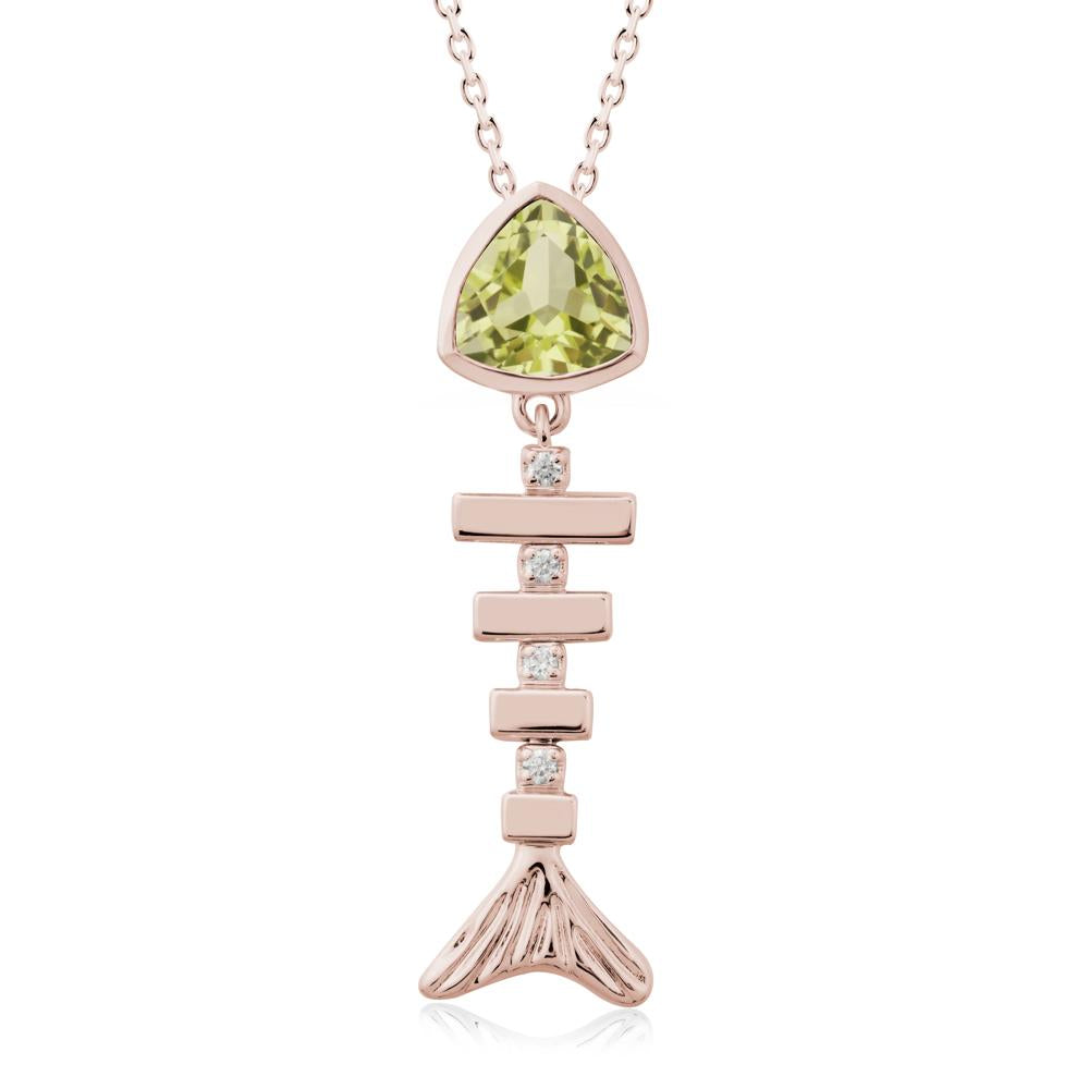 Motion Fishbone Lemon Quartz Pendant Necklace - LUO Jewelry #metal_14k rose gold