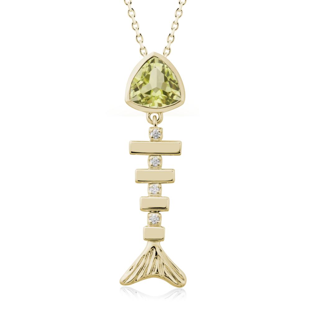 Motion Fishbone Lemon Quartz Pendant Necklace - LUO Jewelry #metal_14k yellow gold
