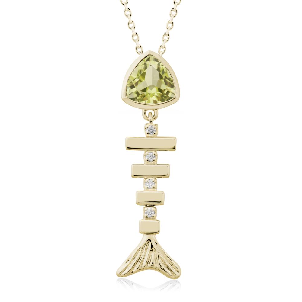 Motion Fishbone Lemon Quartz Pendant Necklace - LUO Jewelry #metal_14k yellow gold