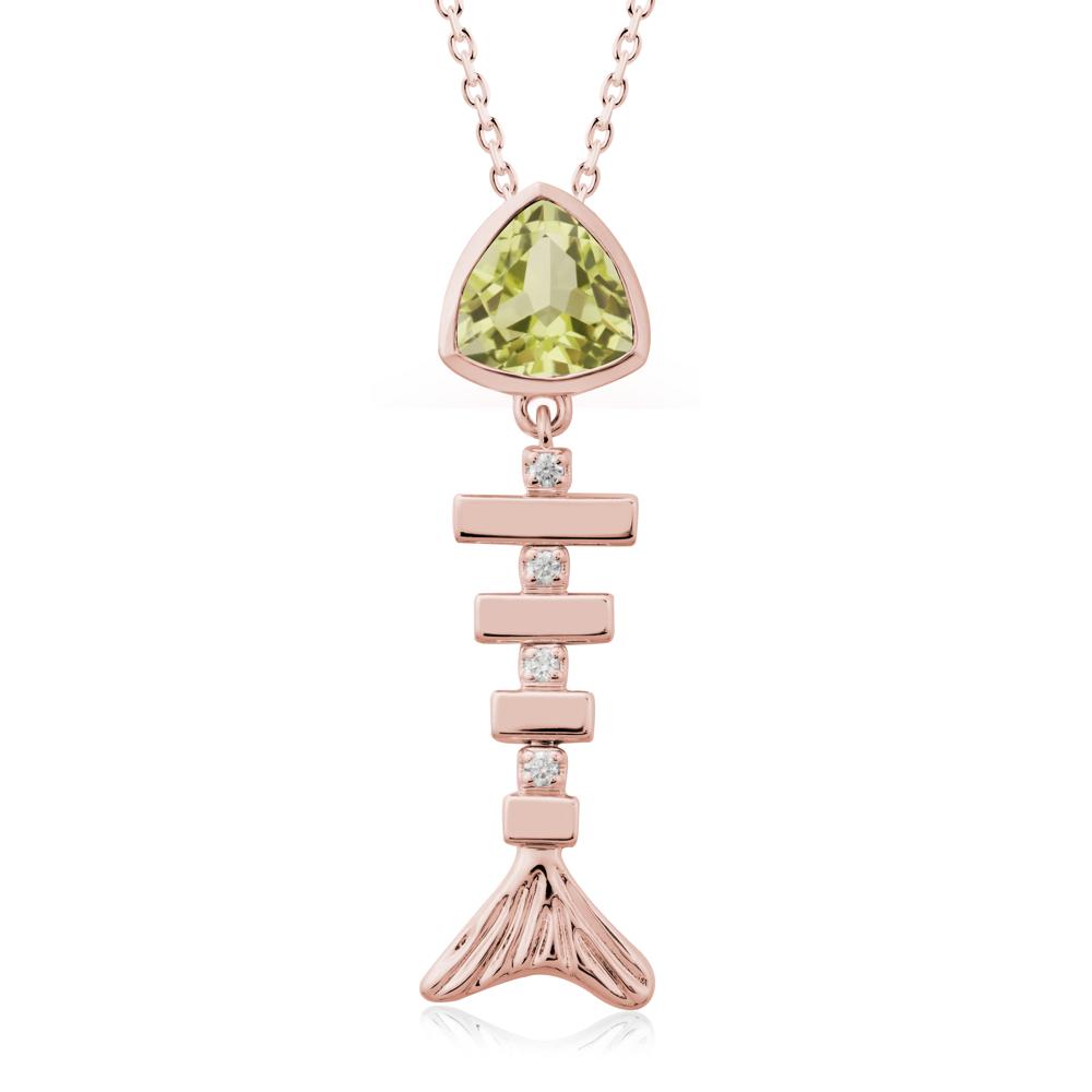 Motion Fishbone Lemon Quartz Pendant Necklace - LUO Jewelry #metal_18k rose gold