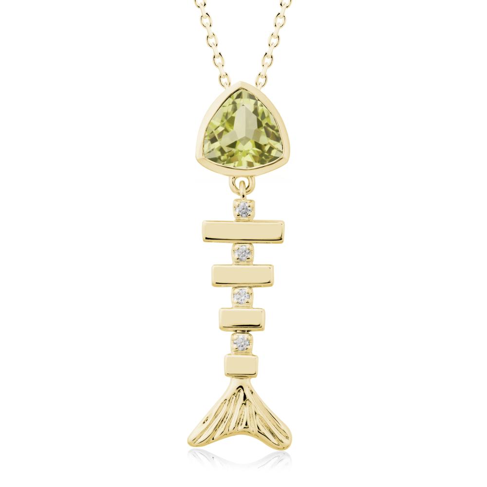 Motion Fishbone Lemon Quartz Pendant Necklace - LUO Jewelry #metal_18k yellow gold