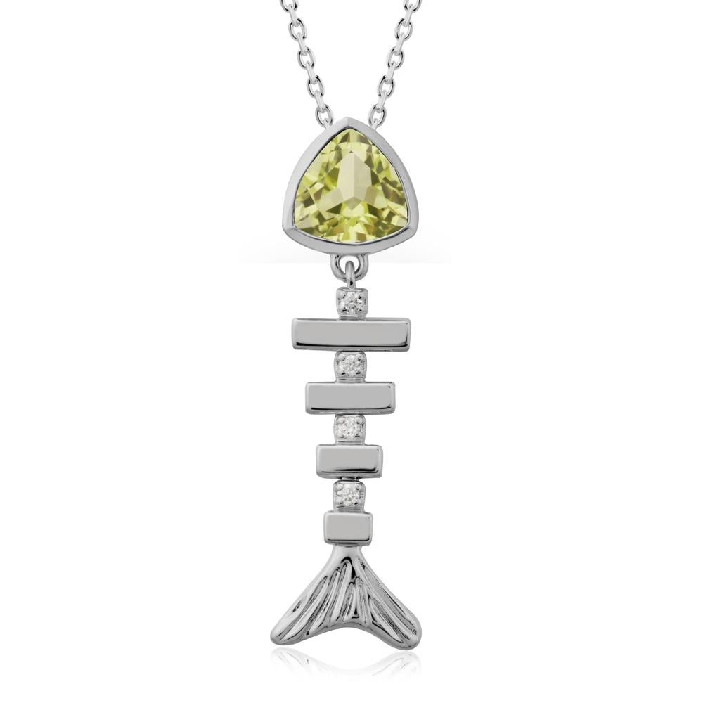 Motion Fishbone Lemon Quartz Pendant Necklace - LUO Jewelry #metal_platinum