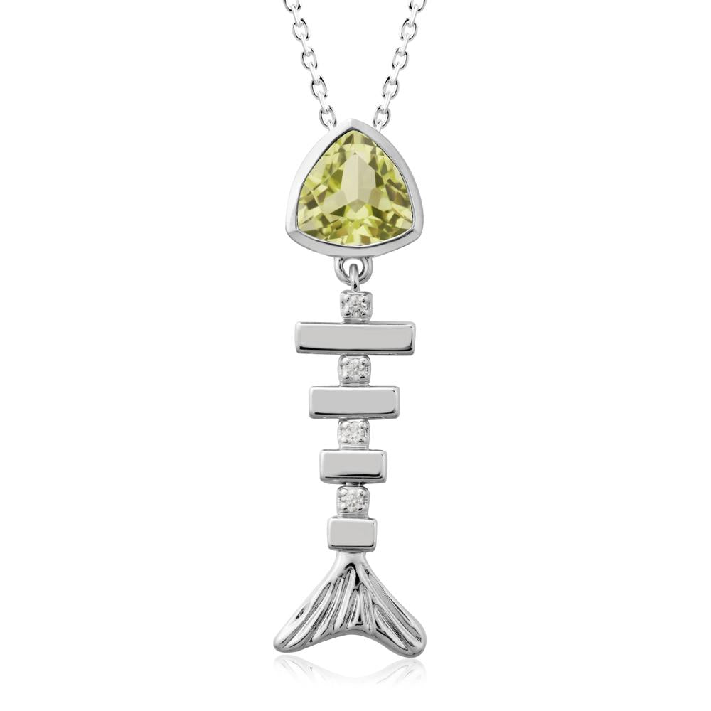 Motion Fishbone Lemon Quartz Pendant Necklace - LUO Jewelry #metal_sterling silver