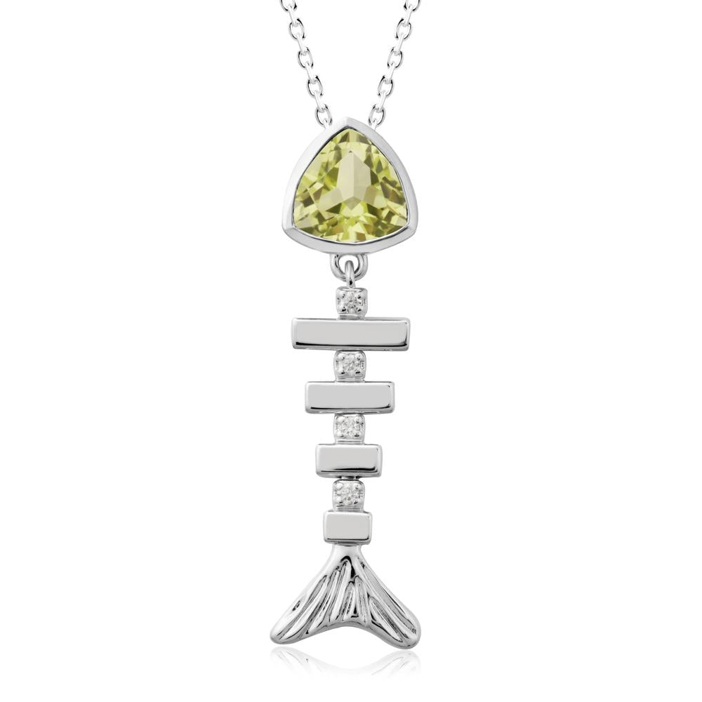 Motion Fishbone Lemon Quartz Pendant Necklace - LUO Jewelry #metal_sterling silver