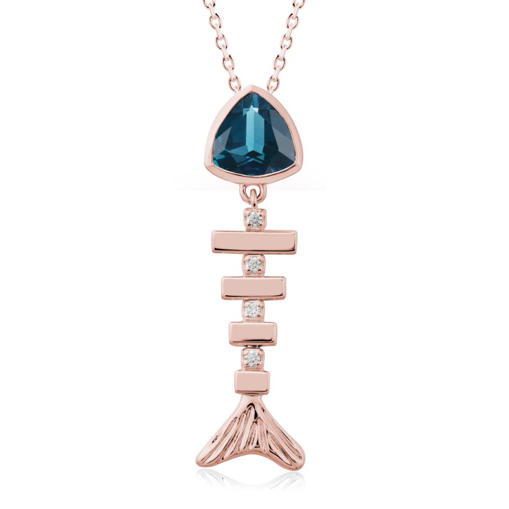 Movable Fishbone London Blue Topaz Necklace - LUO Jewelry #metal_18k rose gold