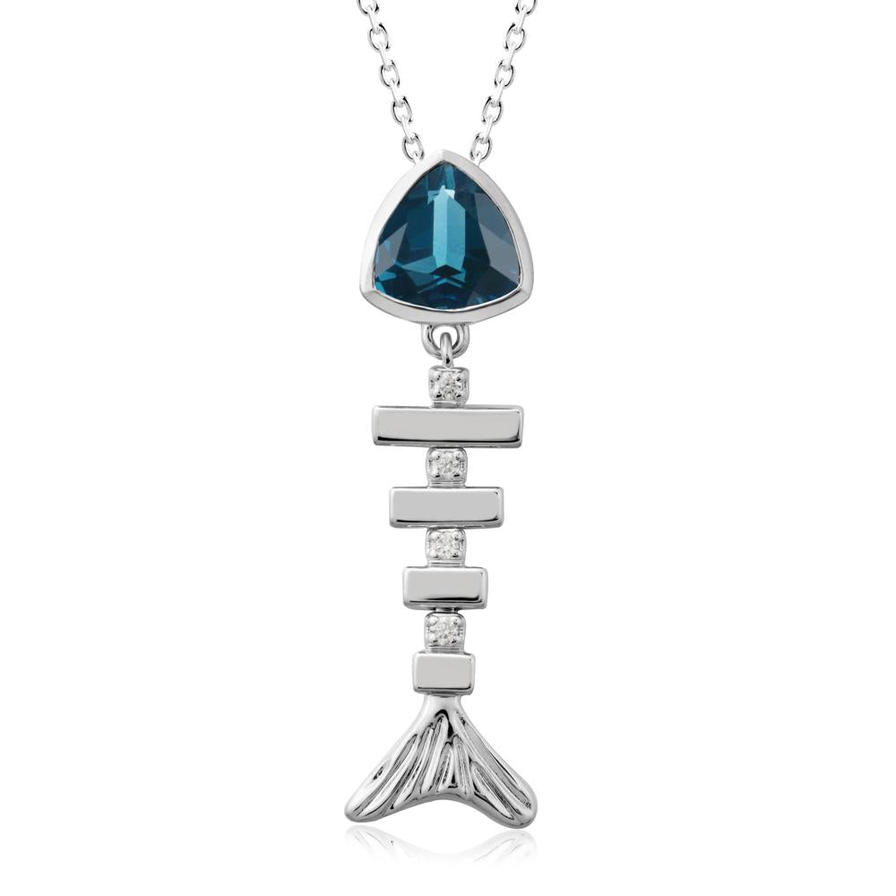 Movable Fishbone London Blue Topaz Necklace - LUO Jewelry #metal_18k white gold