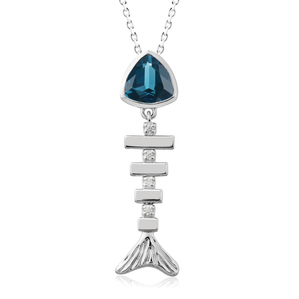 Movable Fishbone London Blue Topaz Necklace - LUO Jewelry #metal_18k white gold