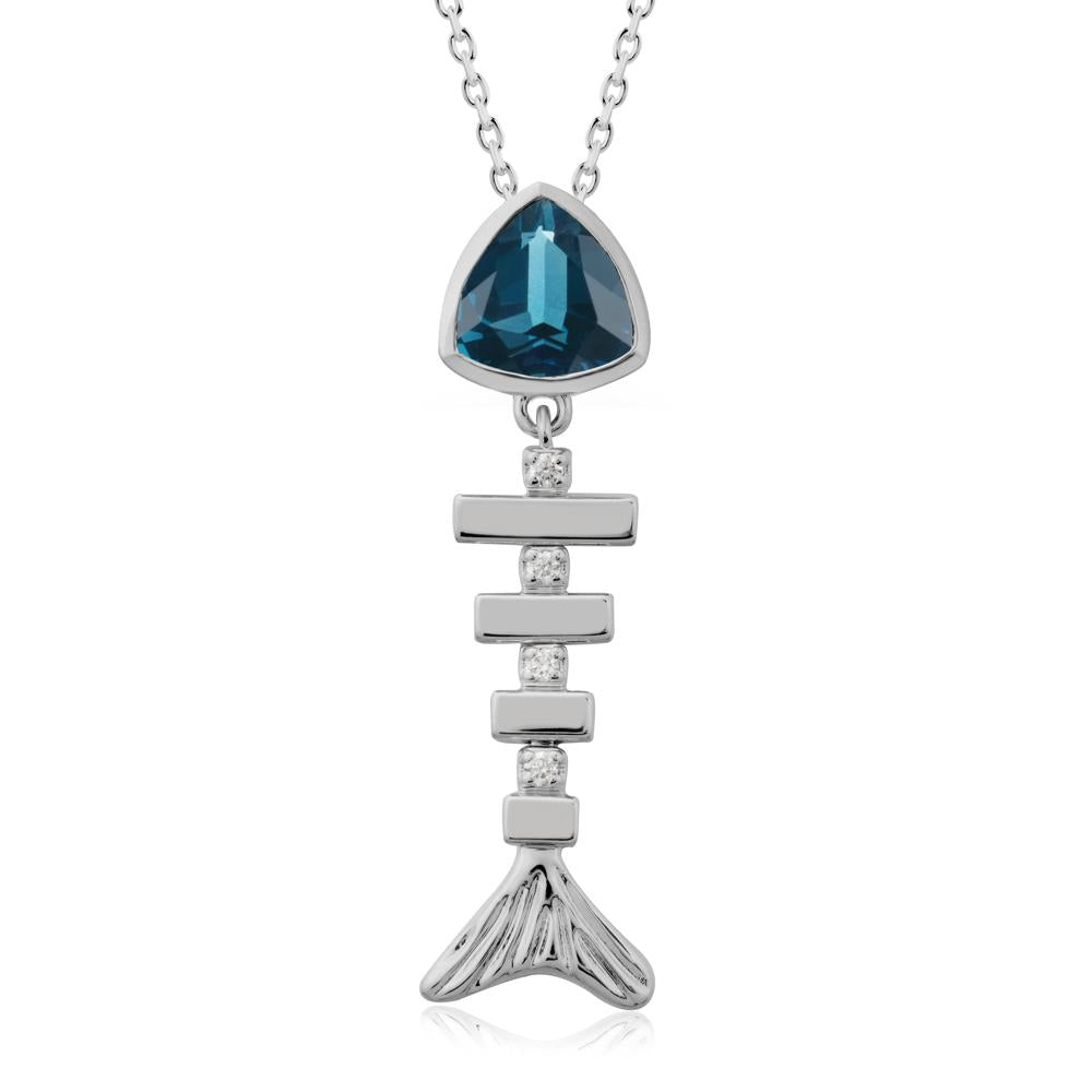 Movable Fishbone London Blue Topaz Necklace - LUO Jewelry #metal_platinum