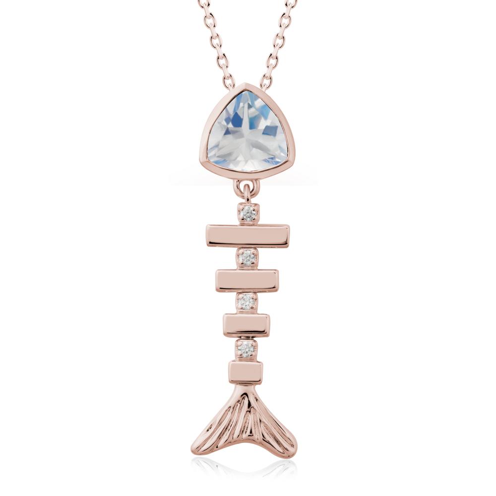 Bezel Trillion Cut Moonstone Fishbone Necklace - LUO Jewelry #metal_14k rose gold