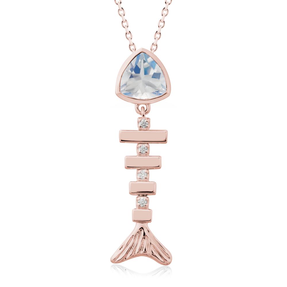Bezel Trillion Cut Moonstone Fishbone Necklace - LUO Jewelry #metal_18k rose gold