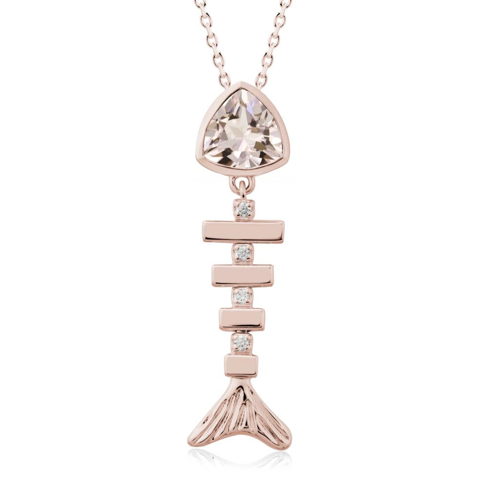 Motion Fishbone Morganite Pendant Necklace - LUO Jewelry #metal_14k rose gold