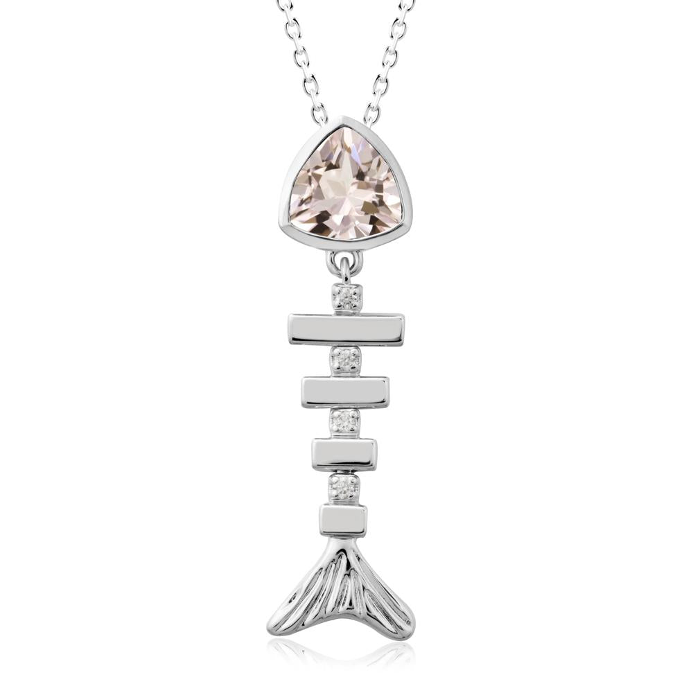 Motion Fishbone Morganite Pendant Necklace - LUO Jewelry #metal_14k white gold