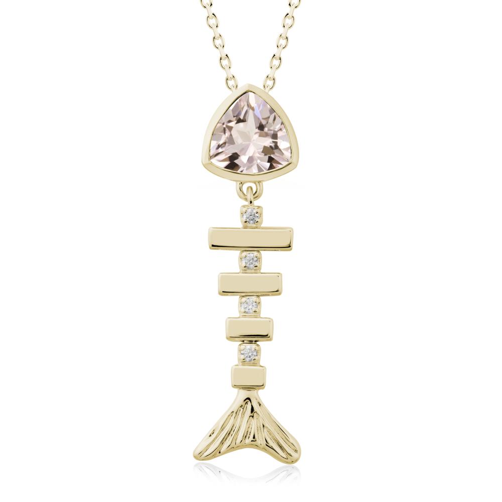 Motion Fishbone Morganite Pendant Necklace - LUO Jewelry #metal_14k yellow gold