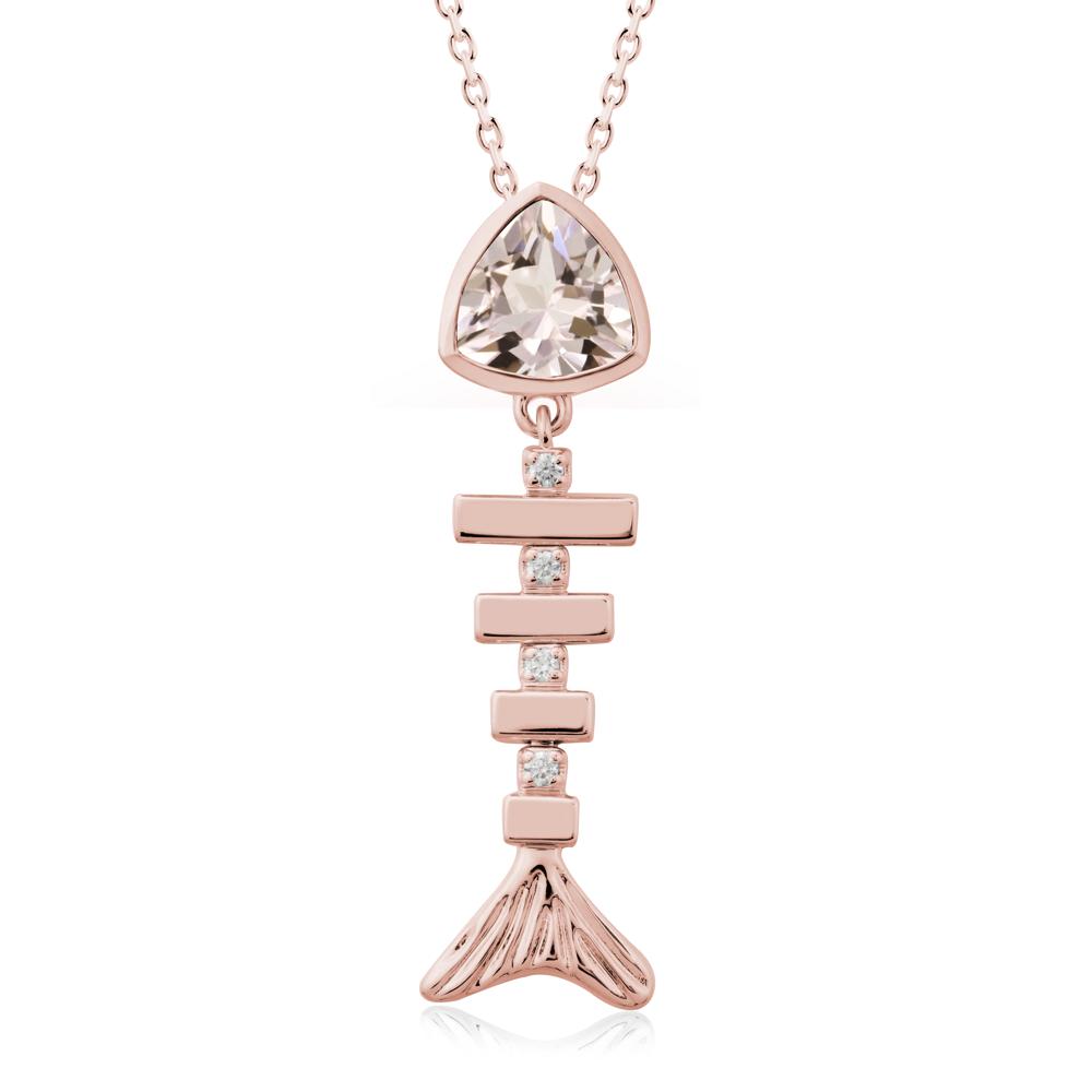Motion Fishbone Morganite Pendant Necklace - LUO Jewelry #metal_18k rose gold