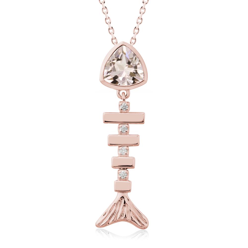 Motion Fishbone Morganite Pendant Necklace - LUO Jewelry #metal_18k rose gold