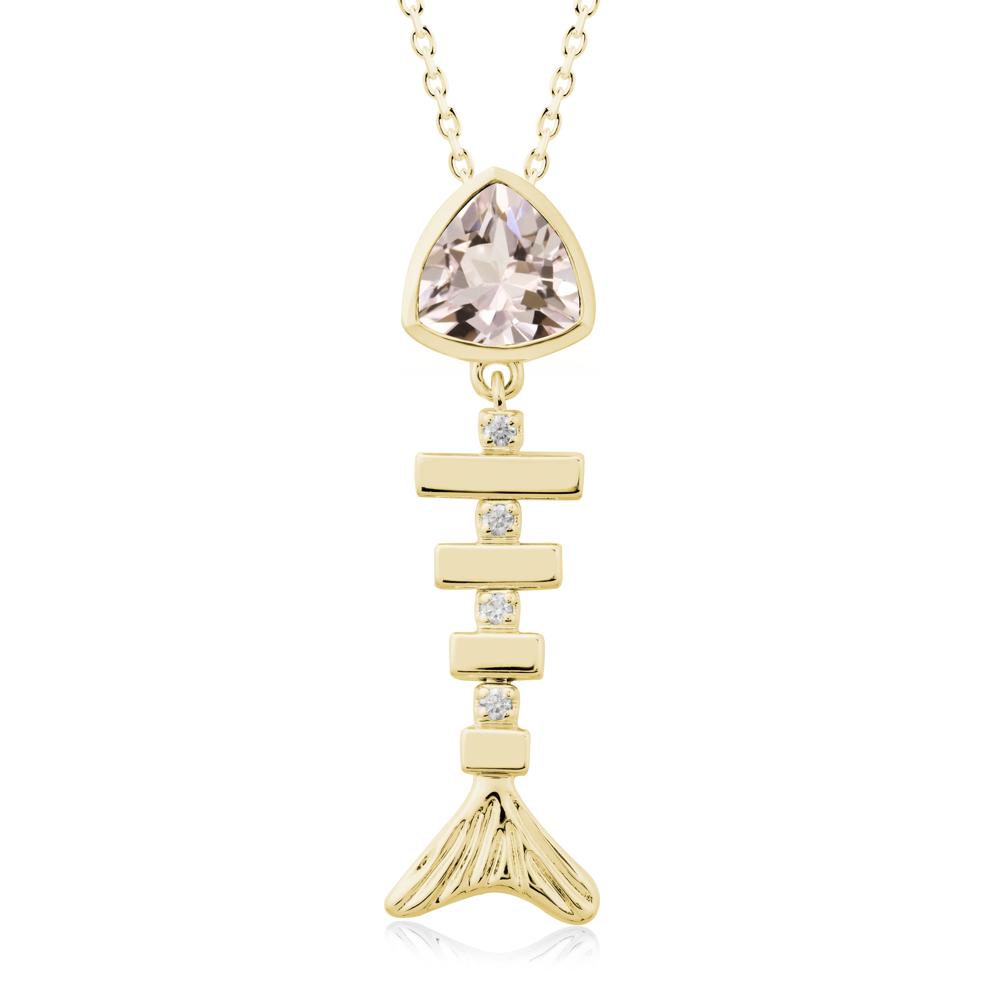Motion Fishbone Morganite Pendant Necklace - LUO Jewelry #metal_18k yellow gold