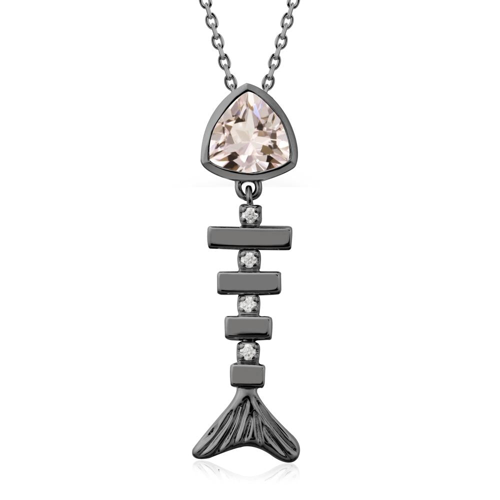 Motion Fishbone Morganite Pendant Necklace - LUO Jewelry #metal_black finish sterling silver