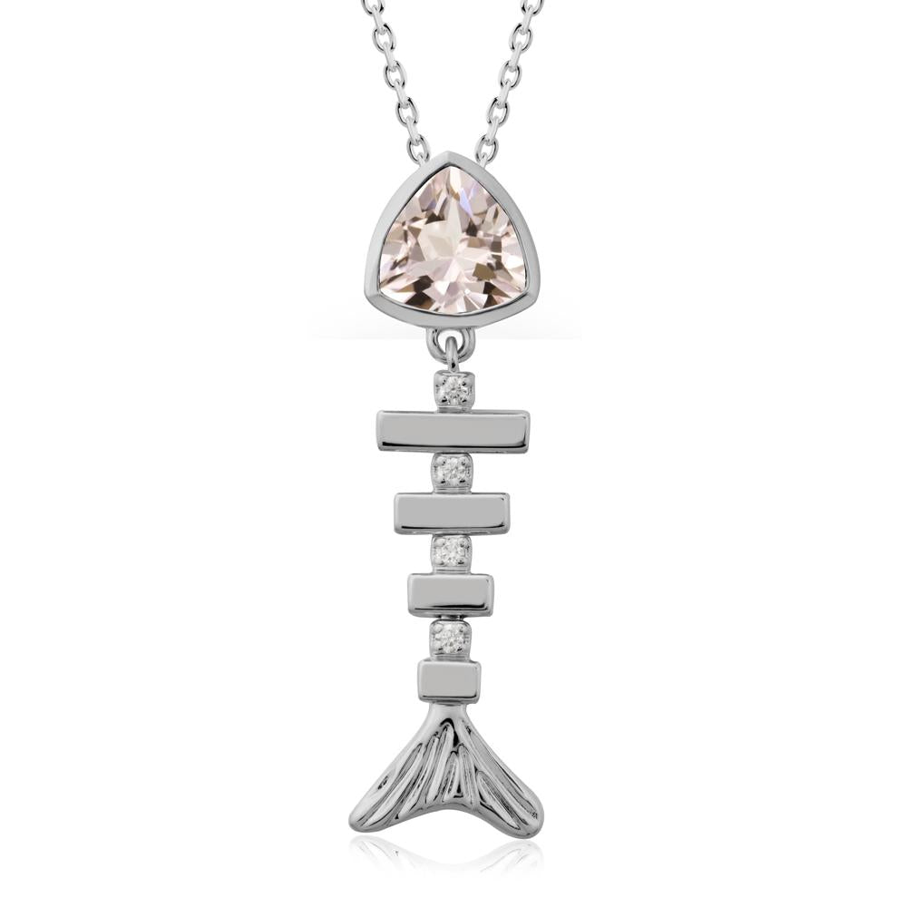 Motion Fishbone Morganite Pendant Necklace - LUO Jewelry #metal_platinum