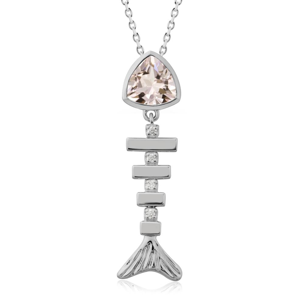 Motion Fishbone Morganite Pendant Necklace - LUO Jewelry #metal_platinum