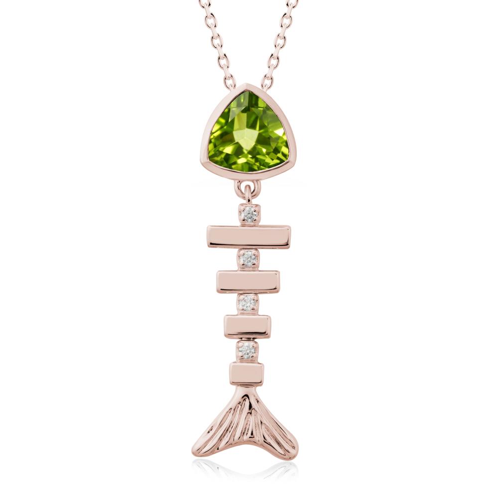 Movable Fishbone Peridot Necklace - LUO Jewelry #metal_14k rose gold