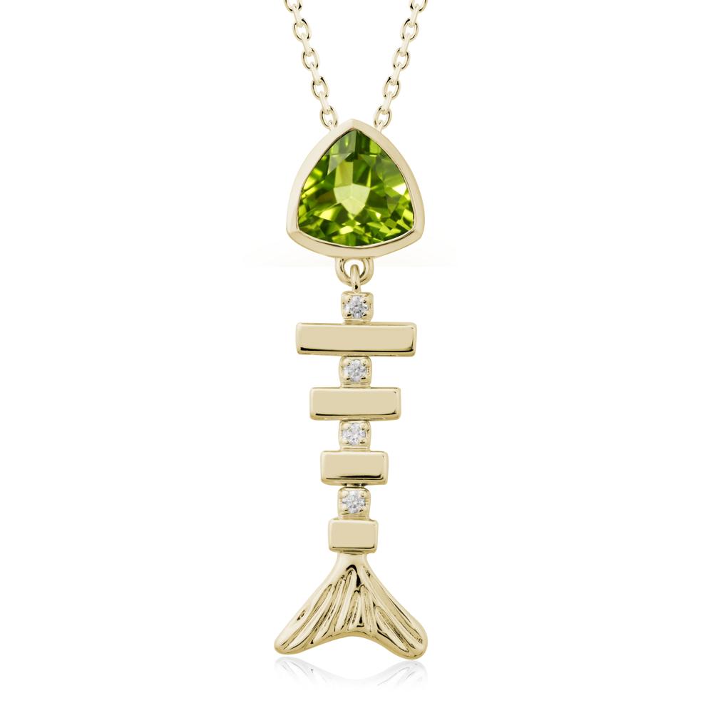 Movable Fishbone Peridot Necklace - LUO Jewelry #metal_14k yellow gold