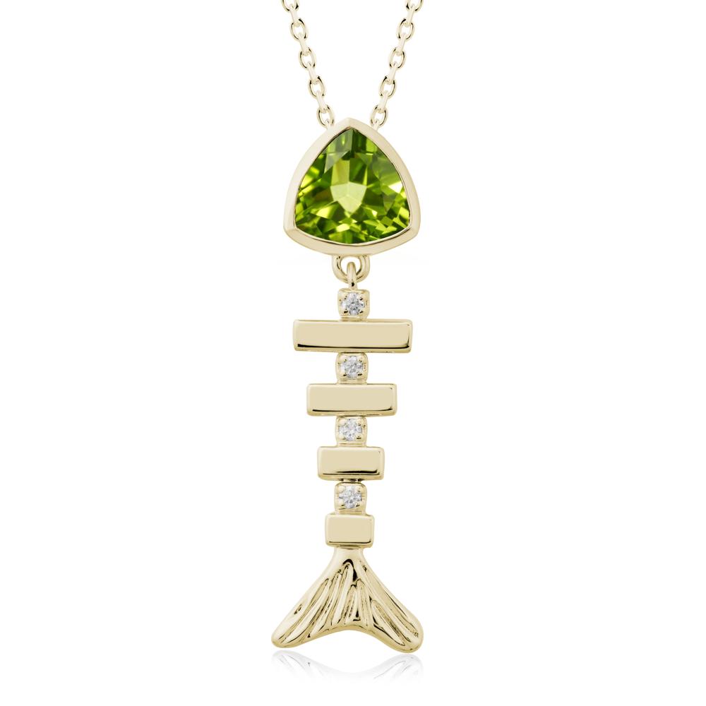 Movable Fishbone Peridot Necklace - LUO Jewelry #metal_14k yellow gold