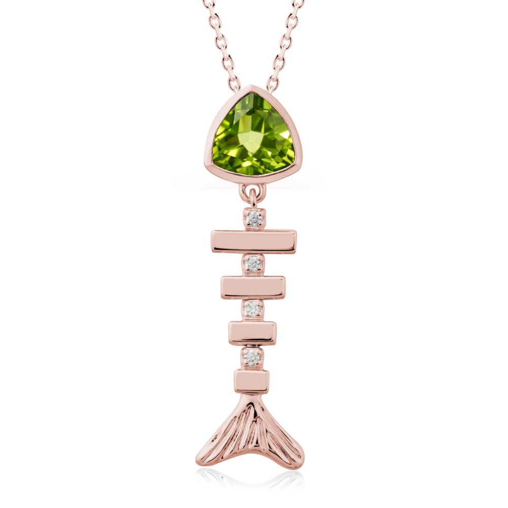 Movable Fishbone Peridot Necklace - LUO Jewelry #metal_18k rose gold