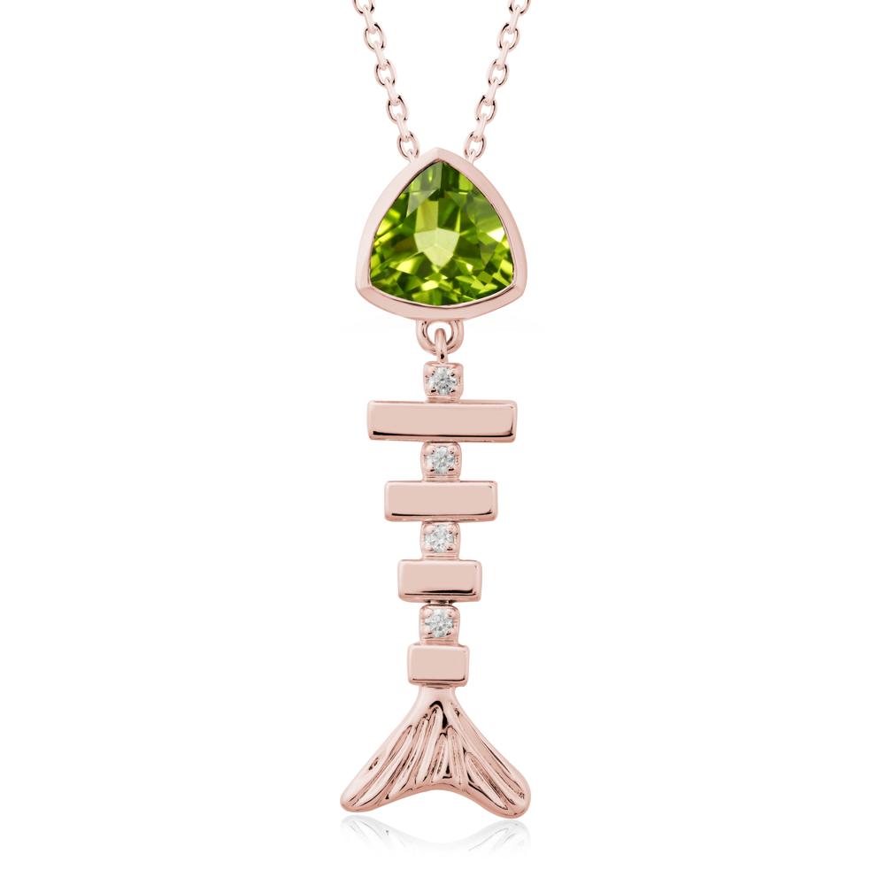 Movable Fishbone Peridot Necklace - LUO Jewelry #metal_18k rose gold