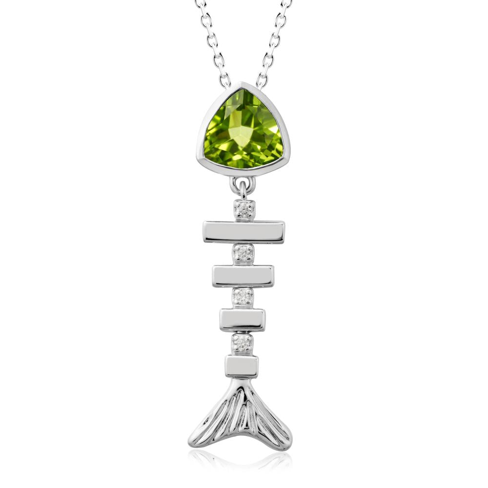 Movable Fishbone Peridot Necklace - LUO Jewelry #metal_18k white gold