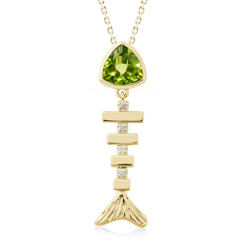 Movable Fishbone Peridot Necklace - LUO Jewelry #metal_18k yellow gold