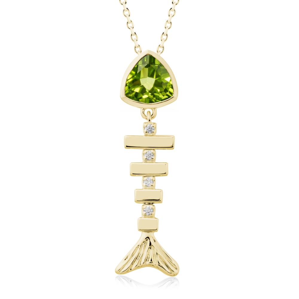 Movable Fishbone Peridot Necklace - LUO Jewelry #metal_18k yellow gold