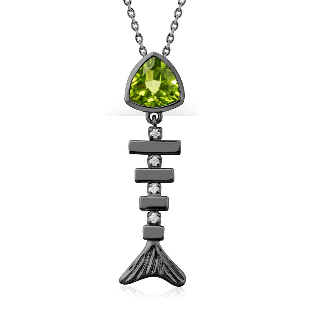 Movable Fishbone Peridot Necklace - LUO Jewelry #metal_black finish sterling silver