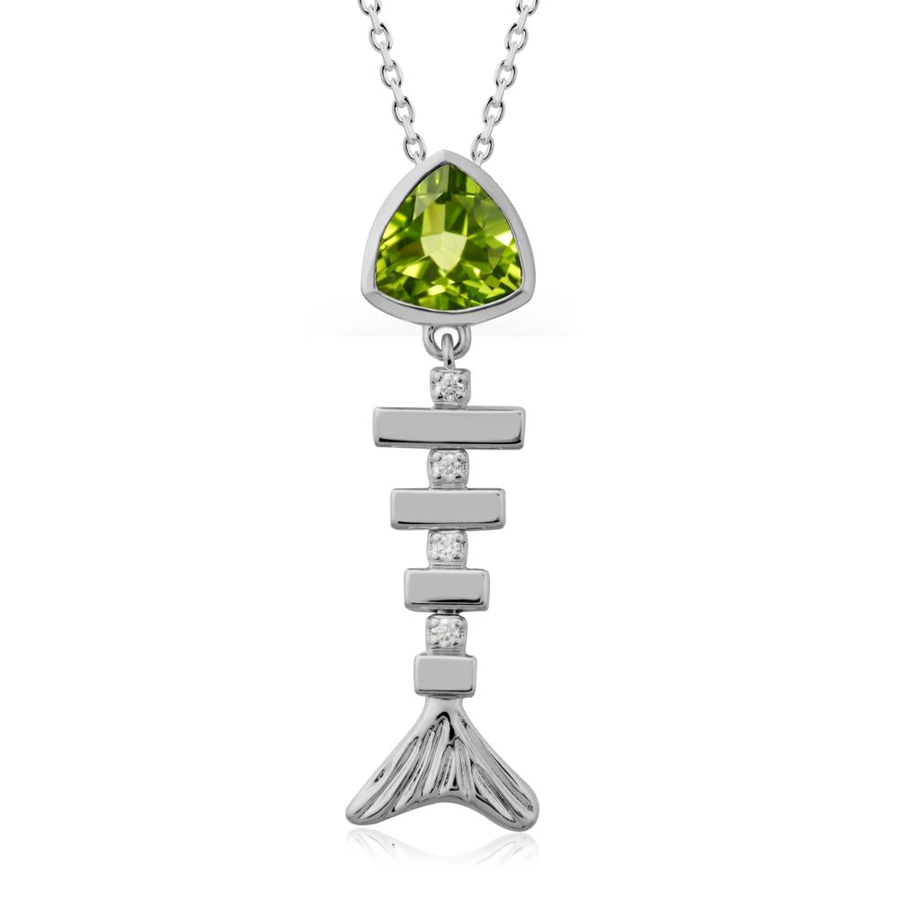 Movable Fishbone Peridot Necklace - LUO Jewelry #metal_platinum