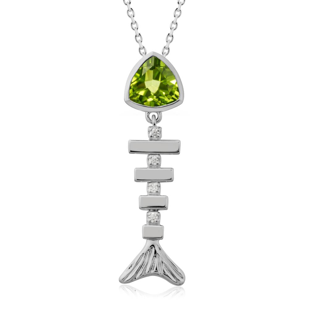 Movable Fishbone Peridot Necklace - LUO Jewelry #metal_platinum