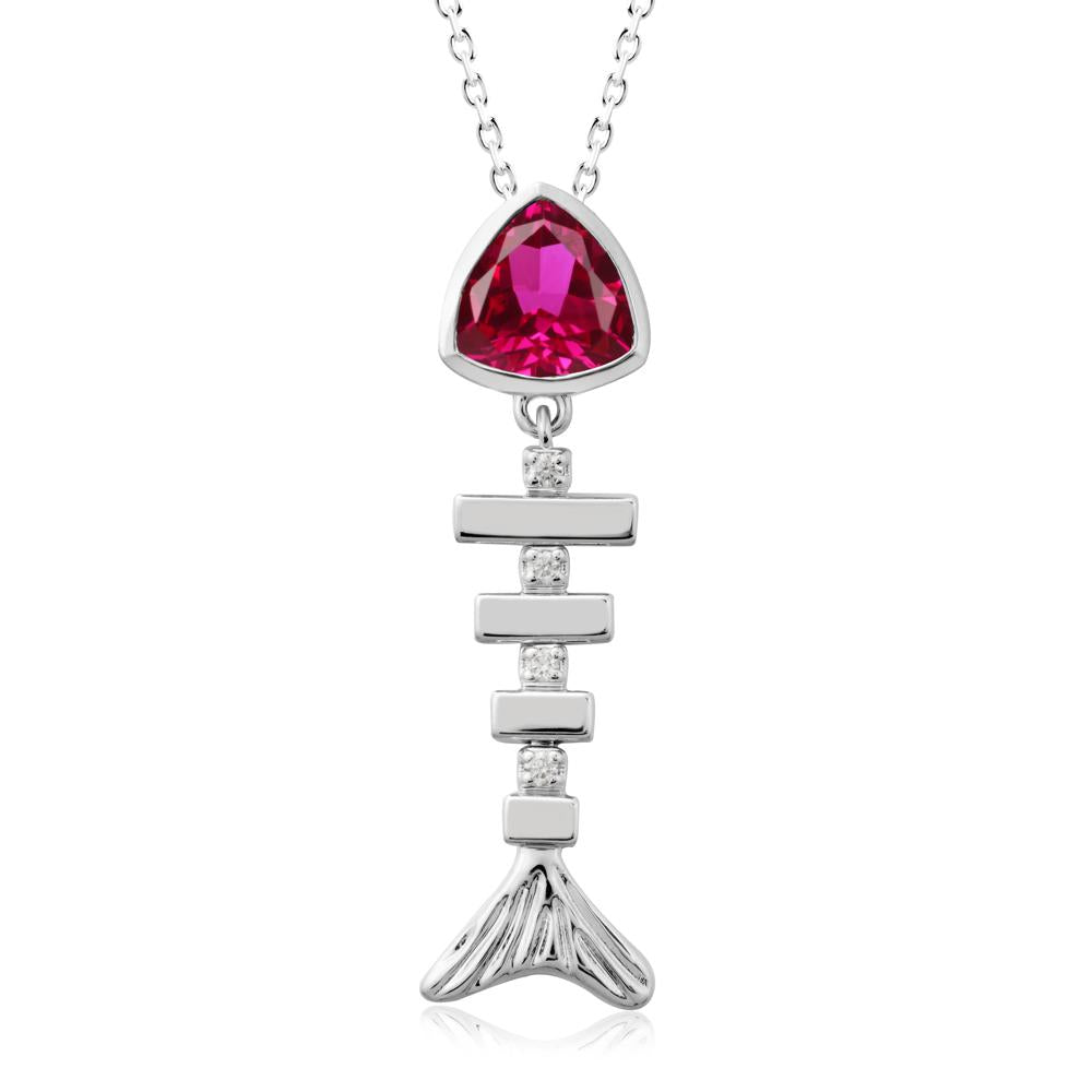 Motion Fishbone Ruby Pendant Necklace - LUO Jewelry #metal_14k white gold