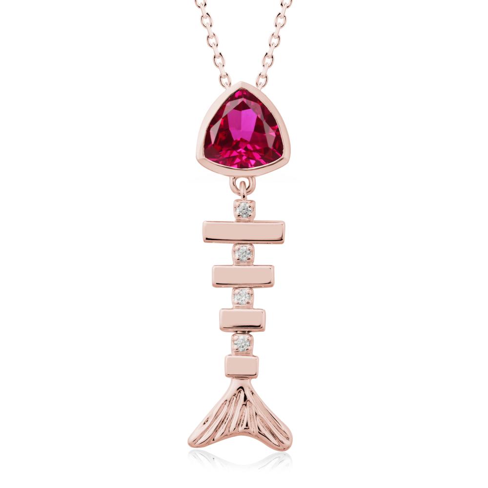 Motion Fishbone Ruby Pendant Necklace - LUO Jewelry #metal_18k rose gold