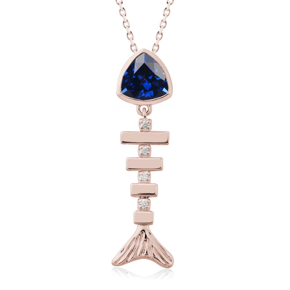 Movable Fishbone Sapphire Necklace - LUO Jewelry #metal_14k rose gold