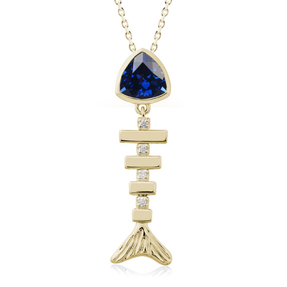 Movable Fishbone Sapphire Necklace - LUO Jewelry #metal_14k yellow gold