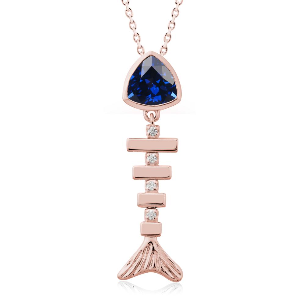 Movable Fishbone Sapphire Necklace - LUO Jewelry #metal_18k rose gold