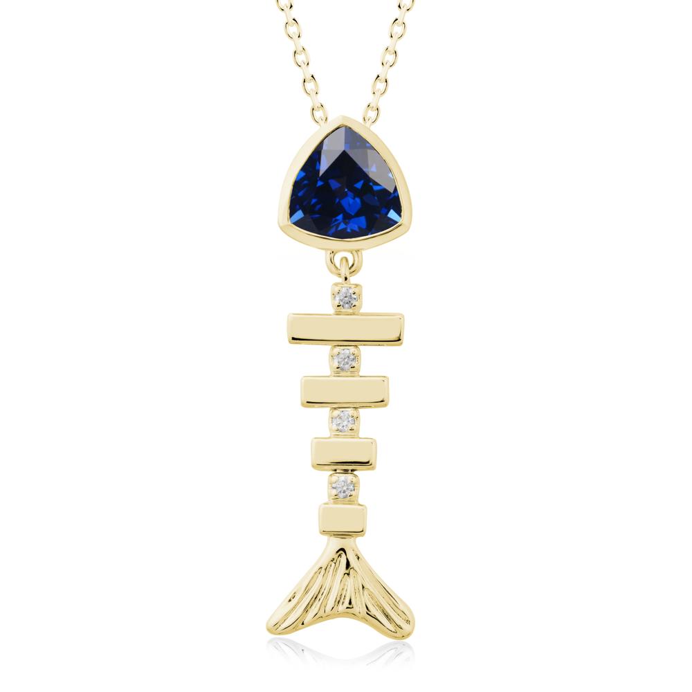 Movable Fishbone Sapphire Necklace - LUO Jewelry #metal_18k yellow gold