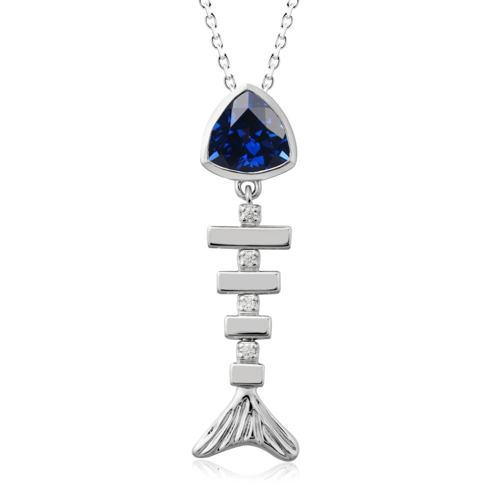 Movable Fishbone Sapphire Necklace - LUO Jewelry #metal_sterling silver