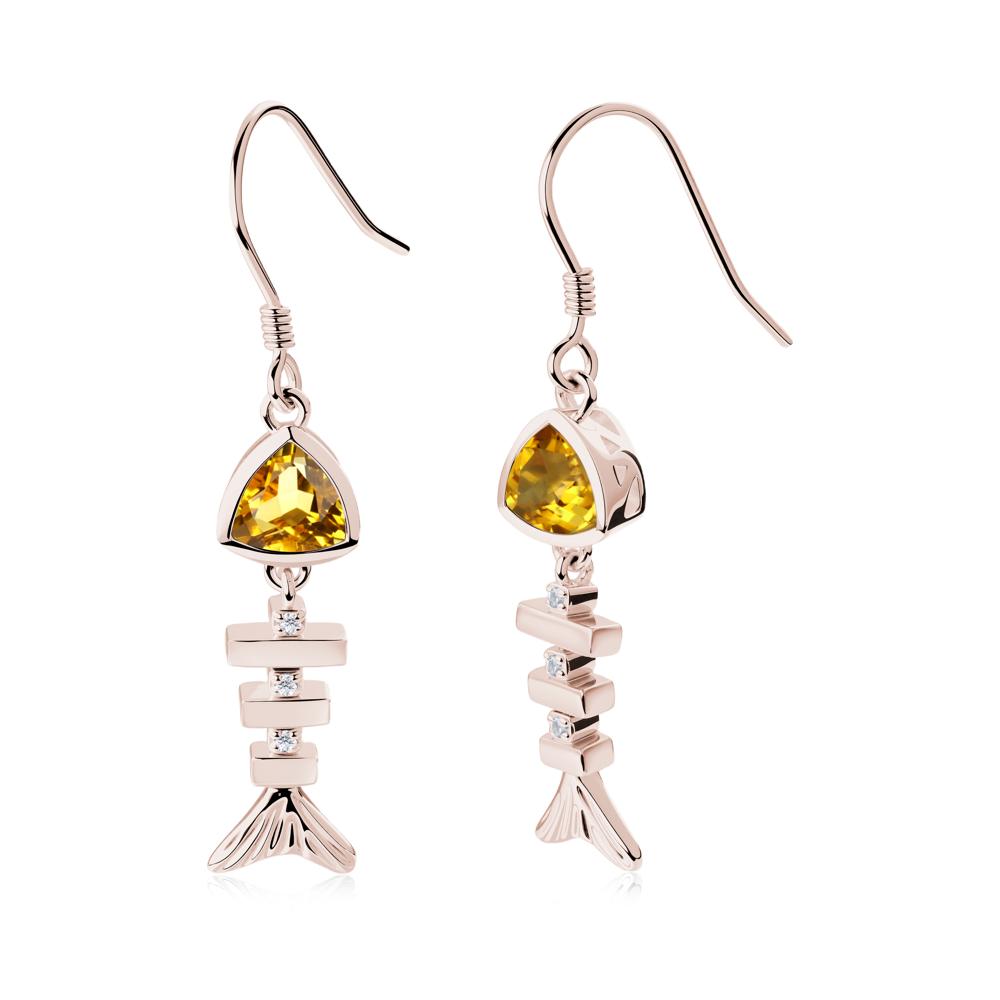 Motion Fishbone Citrine French Hook Earrings - LUO Jewelry #metal_14k rose gold