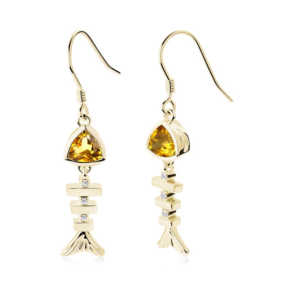 Motion Fishbone Citrine French Hook Earrings - LUO Jewelry #metal_18k yellow gold