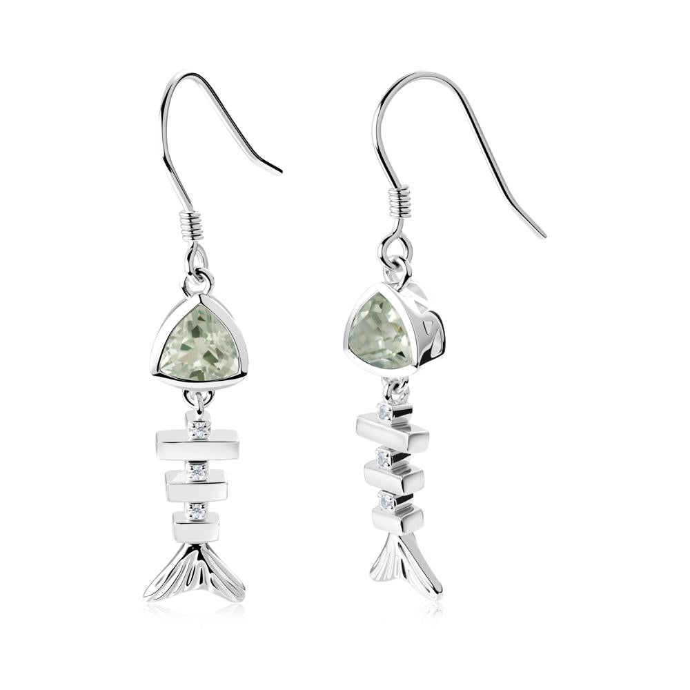 Motion Fishbone Green Amethyst French Hook Earrings - LUO Jewelry #metal_14k white gold