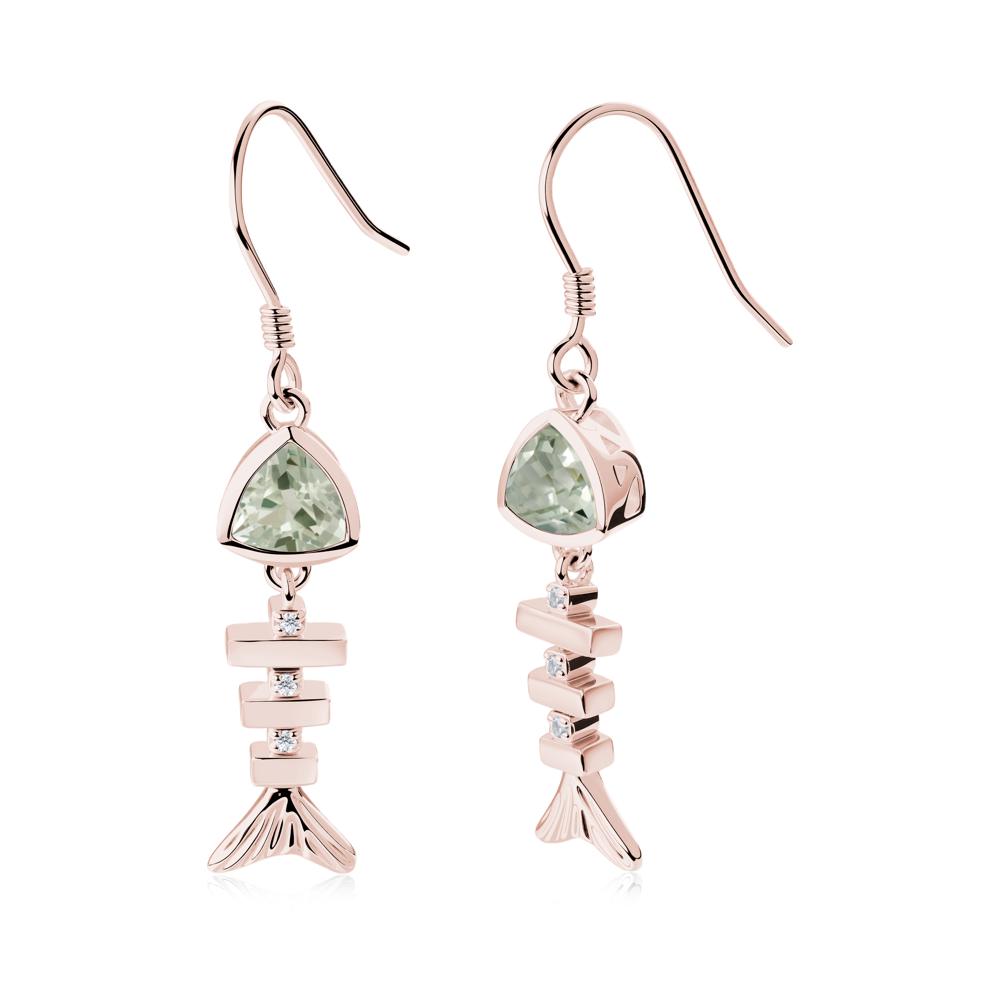 Motion Fishbone Green Amethyst French Hook Earrings - LUO Jewelry #metal_18k rose gold